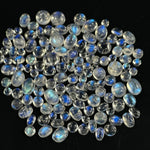 Load image into Gallery viewer, 10 pcs Natural Rainbow Moonstone Smooth Mix Shape Cabochons, Blue Rainbow Moonstone Beads, Natural Blue Fire Loose Gemstone For Jewelry