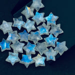 Load image into Gallery viewer, Natural Rainbow Moonstone Star Beads, Blue Flashy Carved Star Shape Briolette's, 10 MM Faceted Star Shape Charms, Loose Star Beads Crystal