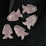 Load image into Gallery viewer, Genuine Rose Quartz Fish Carving, Hand Carved Fish Shape Gemstone, Natural Rose Quartz, 17X26 MM, Feminine Energy Fish Charm Healing Crystal