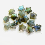 Load image into Gallery viewer, AAA Natural Labradorite Stars Shape Beads, Hand Carved Smooth Star Charms, Silver Labradorite Charm for Jewelry Making, 10 MM Silver Charms