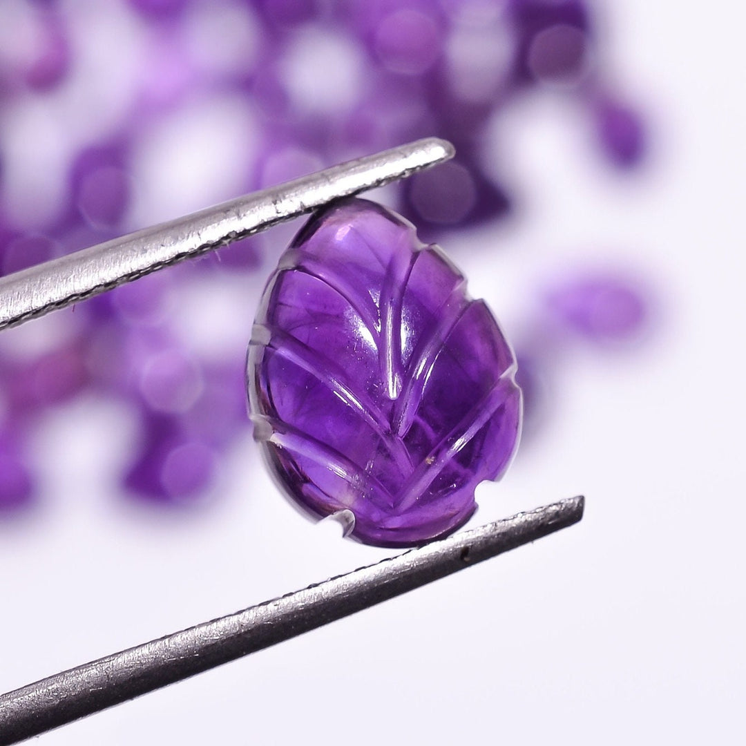 10,20,30,40,50 pcs Incredible AAA Quality 100% Natural Amethyst Leaf Shape Carved Loose Gemstone Lot For Jewelry 6X4 12X8 mm AG-14