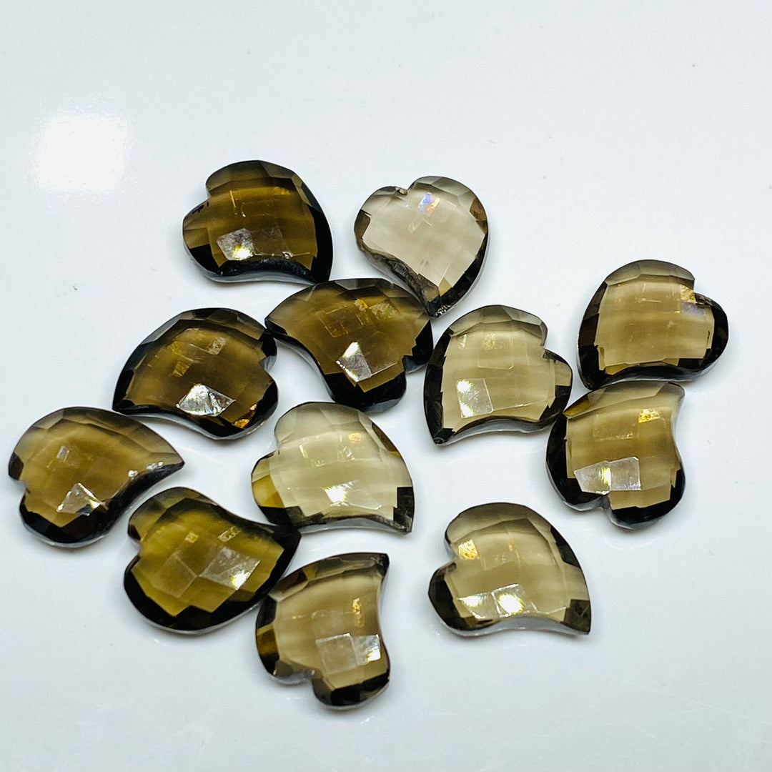 2,3,4,5, Pcs Natural Smokey Quartz Heart Shape Gemstone, Faceted Heart Shape Gemstone, Fancy Shape Briolettes Beads For Jewelry 15X13 MM