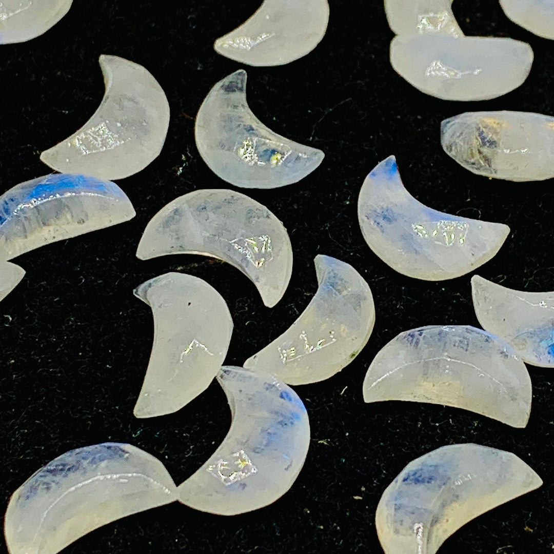 Rainbow Moonstone Faceted Moon Shape Beads, Hand Carved Briolettes Beads, Flashy Moonstone Beads, Celestials Moon Beads 12 MM