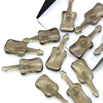 Load image into Gallery viewer, Little Guitar Shape Carving Beads, Natural Smokey Quartz Guitar Shape Hand Carved Gemstone, 26 MM, Miniature Guitar Gemstone, Tiny Charms
