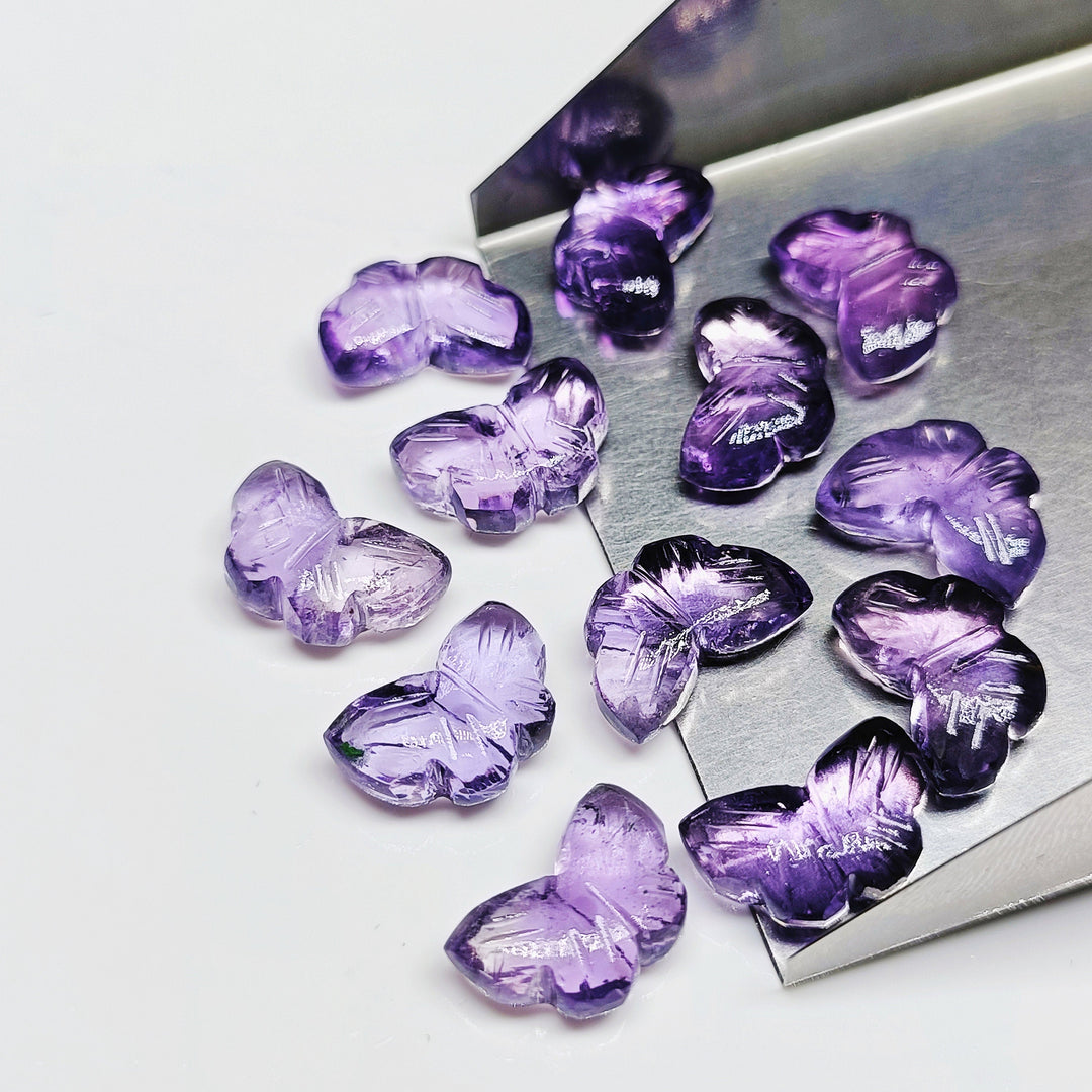 Amazing Natural Pink Amethyst Butterfly Shape Carving, Hand Carved Butterfly Shape Gemstone Beads , Loose Butterfly Shape Briolettes, 12 MM