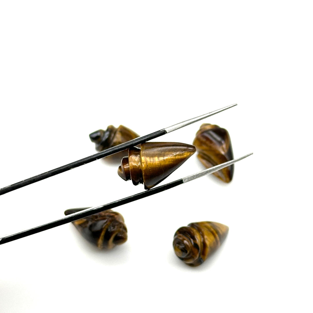 Natural Tiger Eye Conch/Snail Shell Shape Carving, Brown Tiger Eye Hand Carved Shell Shape Gemstone Bead, 18X10 mm Healing Stone Loose Shell