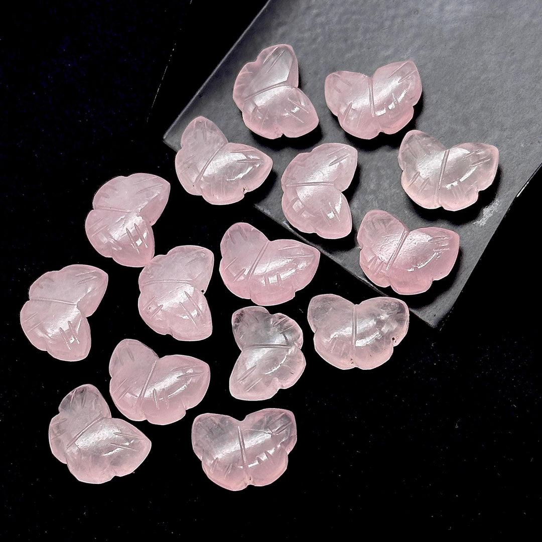 Cute Rose Quartz Butterfly Shape Beads, Natural Pink Quartz Hand Carved Butterfly Briolettes, Rose Quartz Gemstone Beads, 13 MM Loose Beads
