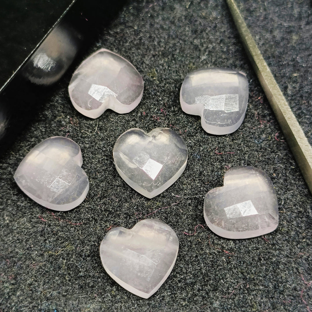 2,3,4,5 Pcs Natural Rose Quartz Heart Shape Gemstone, Faceted Carving Gemstone, 10 MM Heart Shape Briolette's Beads For Jewelry, Charm Beads
