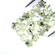 Natural Prehnite Faceted Star Shape Briolettes, AAA Prehnite Hand Carved Star Shape Gemstone Beads, Wholesale Loose Star Charm Beads, 10 MM