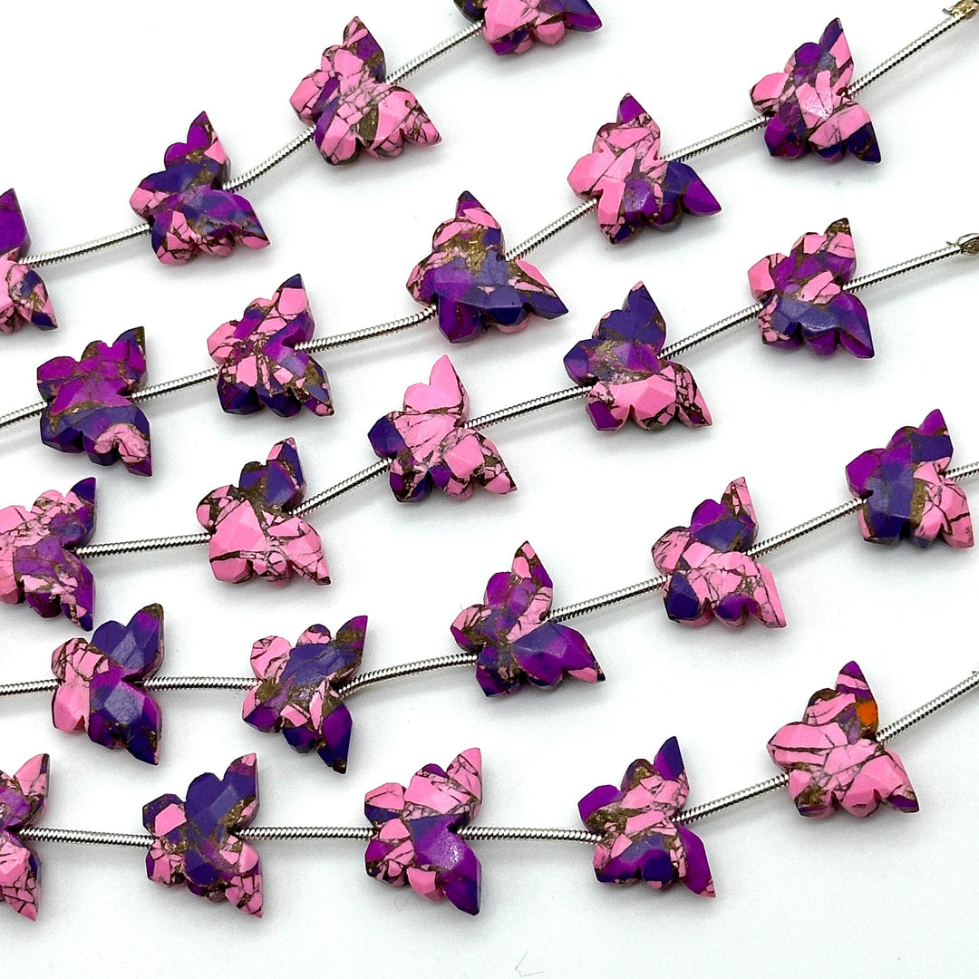 Pink, Purple Mohave Turquoise Butterfly Beads, AAA Turquoise Faceted Butterfly Gemstone Briolette's, Butterfly Charms For Jewelry 14x10 MM