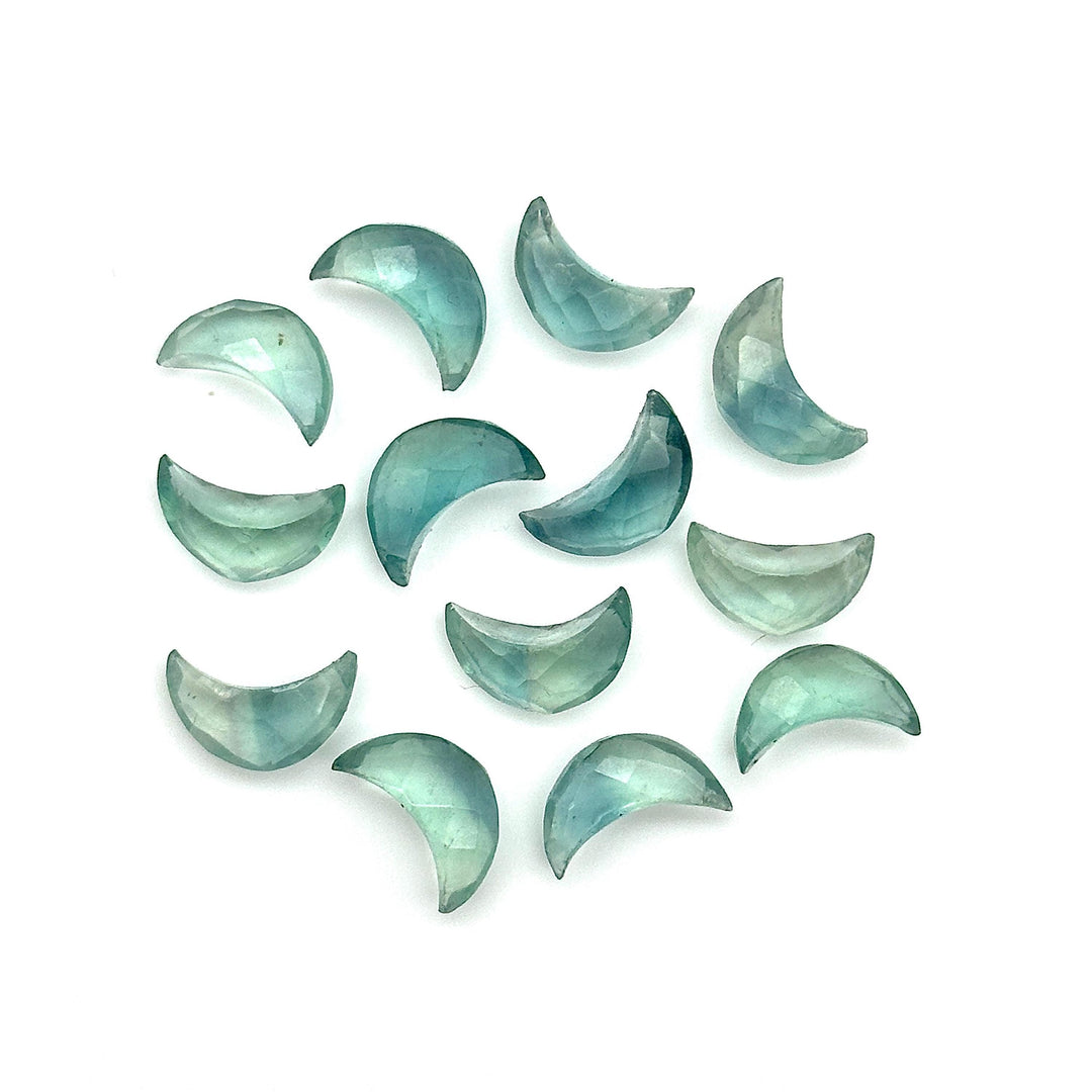 Pretty Green Fluorite Moon Shape Beads, AAA Fluorite Faceted Moon Shape Briolettes, Hand Carved Moon Gemstone Beads, Moon Charms 12 MM