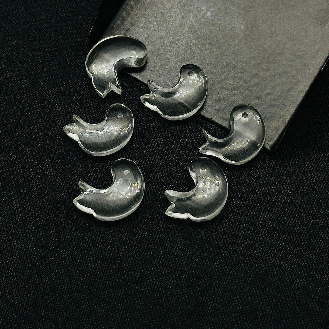 Natural Crystal Quartz Dolphin Carving, Hand Carved Dolphin Shape Gemstone, 15 MM, Feminine Energy Fish Charm Healing Crystal, Carved Beads