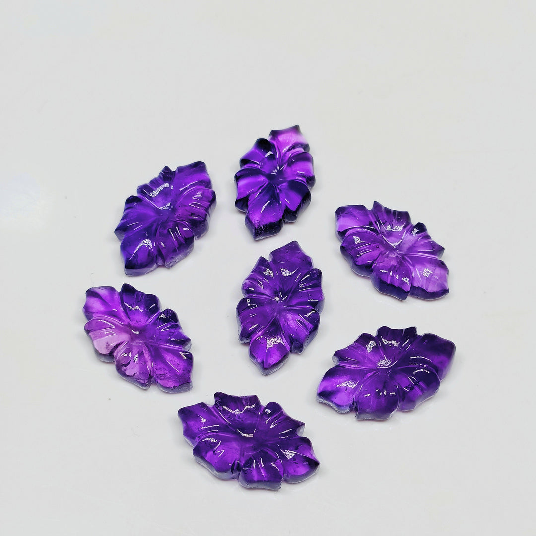 1,2,3,4,5 pcs 100% Natural Amethyst Flower Shape Carved Gemstone, Flower Shape Carving, Carved Gemstone For Jewellery 20X11 mm
