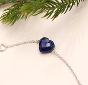 Natural Lapis Lazuli Heart Beads Bracelet, Blue Lapis Lazuli Beads Bracelet, Women's Gift Chain Bracelet, 925 Silver Bracelet, Girls Anklets