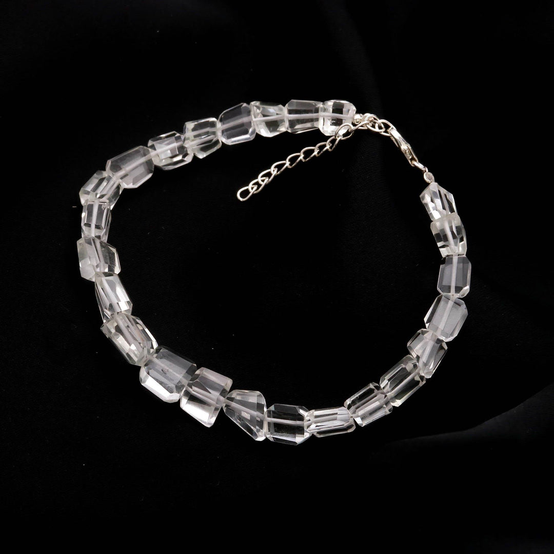 AAA Crystal Quartz Faceted Tumble Beads Bracelet, Crystal Quartz Nuggets Shape Beads Bracelet, Jewelry Gifts, Fancy Jewelry for Girls, 8 MM
