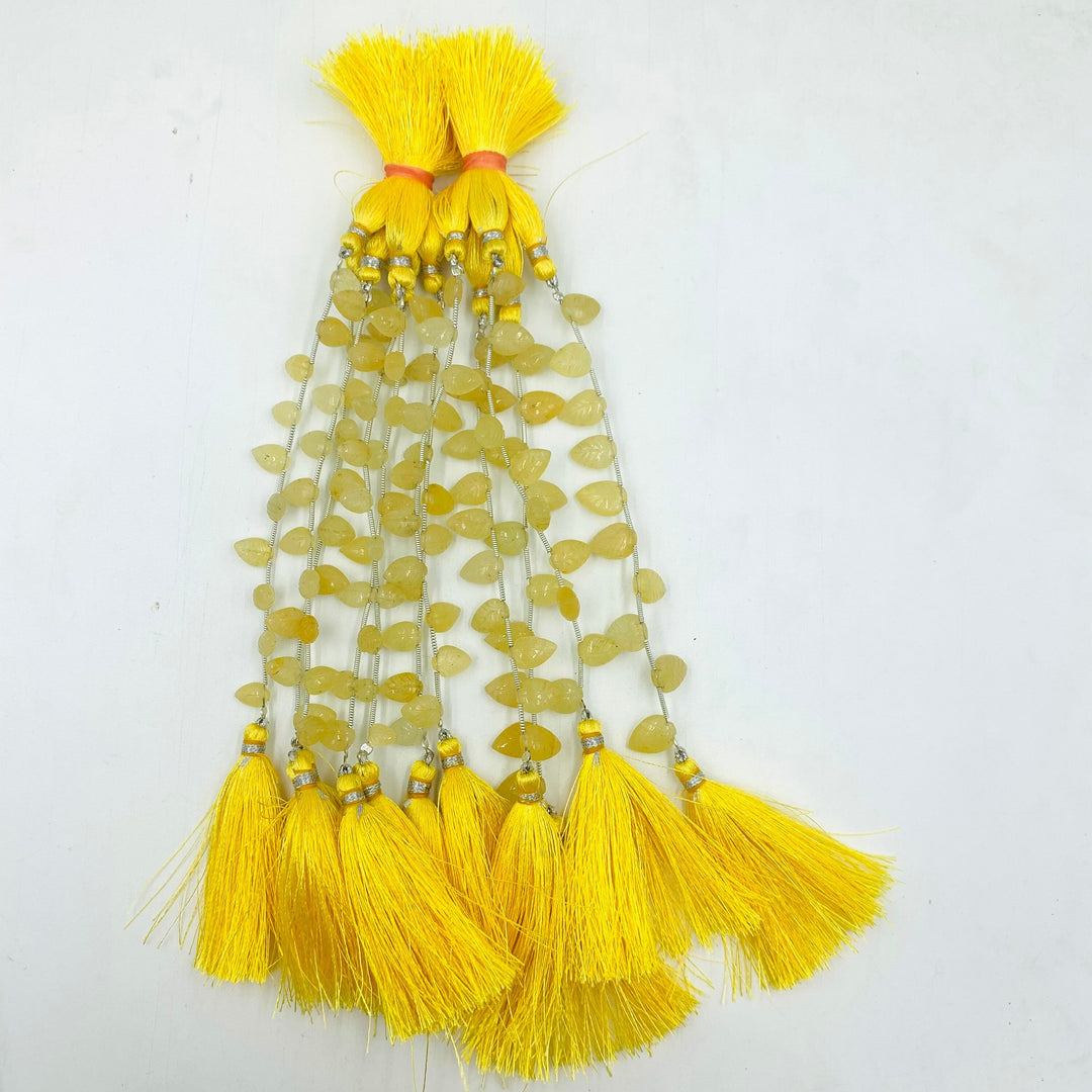 2,3,4,5,6 Pcs 100% Natural Yellow Aquamarine Leaf Shape Carving Briolettes , Leaf Carved Gemstone, Gemstone Briolettes For Jewellery 8-10mm