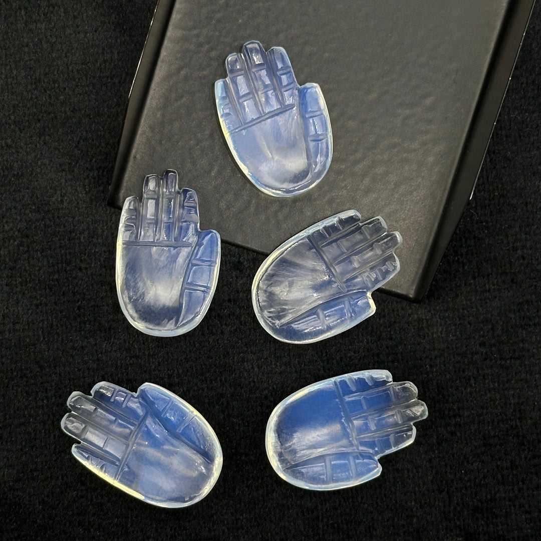 Flashy Opalite Hamsa Shape Carved Stone, 25 MM Palm Shape Gemstone, Hand Charms for Jewelry Making, Hamsa Charm Beads, Carved Crystal