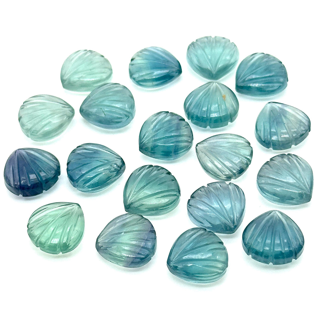 Natural Green Fluorite Seashell Shape Beads, AAA Fluorite Shell Briolette's, Shell Carving Gemstones For Jewelry 12 mm, Shell Charms Beads