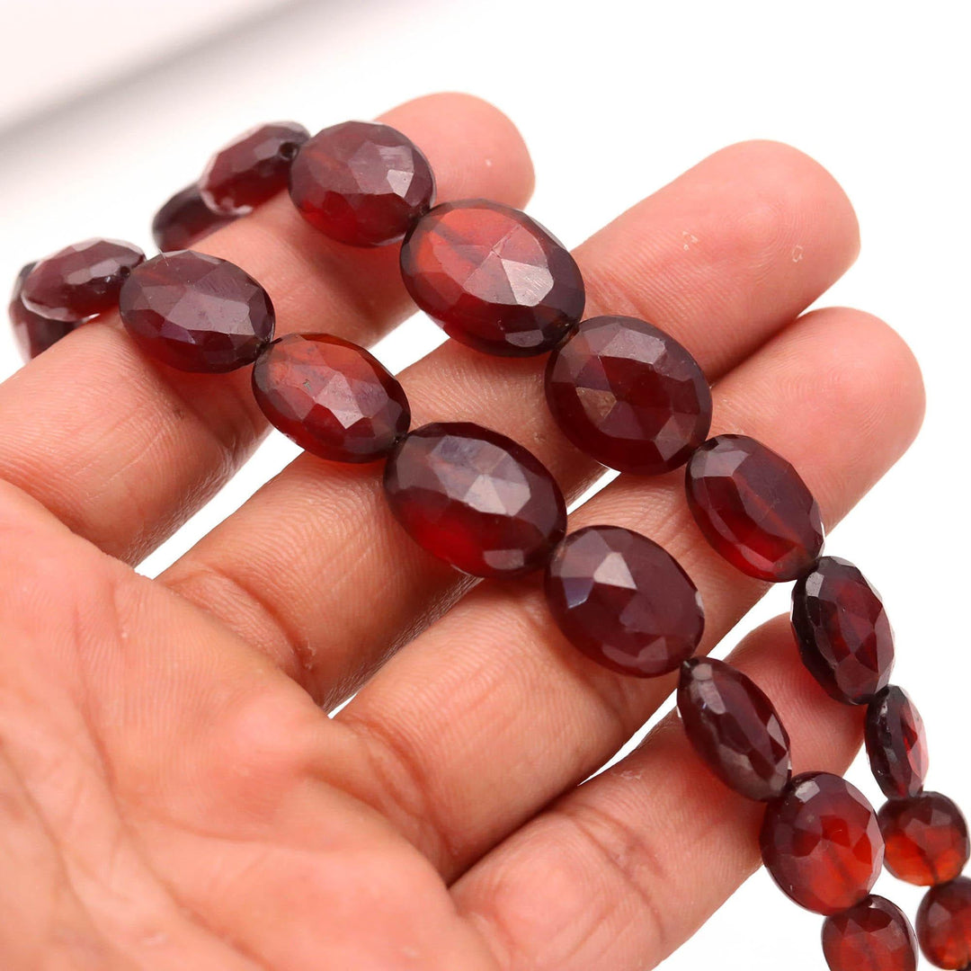 Natural Hessonite Oval Shape Beads, AAA+ Brown Hessonite Faceted Oval Beads for Jewelry Making, 9-17 MM Wholesale Loose Gemstone