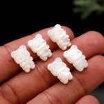 Load image into Gallery viewer, Mother Of Pearl Teddy Bear Beads, White Pearl Gummy Bear Beads for Jewelry Making 14 MM, Top to Bottom Drill, White Panda Gemstone
