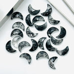 Load image into Gallery viewer, Natural Black Rutile Carved Moon Shape Beads, Hand Carved Moon Shape Gemstone Beads For Jewelry, Moon Shape Briolette's, Moon Charms 12 MM