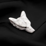 Load image into Gallery viewer, White Howlite Turquoise Fox Head, Reiki Healing Crystal Gifts, Jewelry Making Gemstones Side Drill from Ear, Head Carved Beads