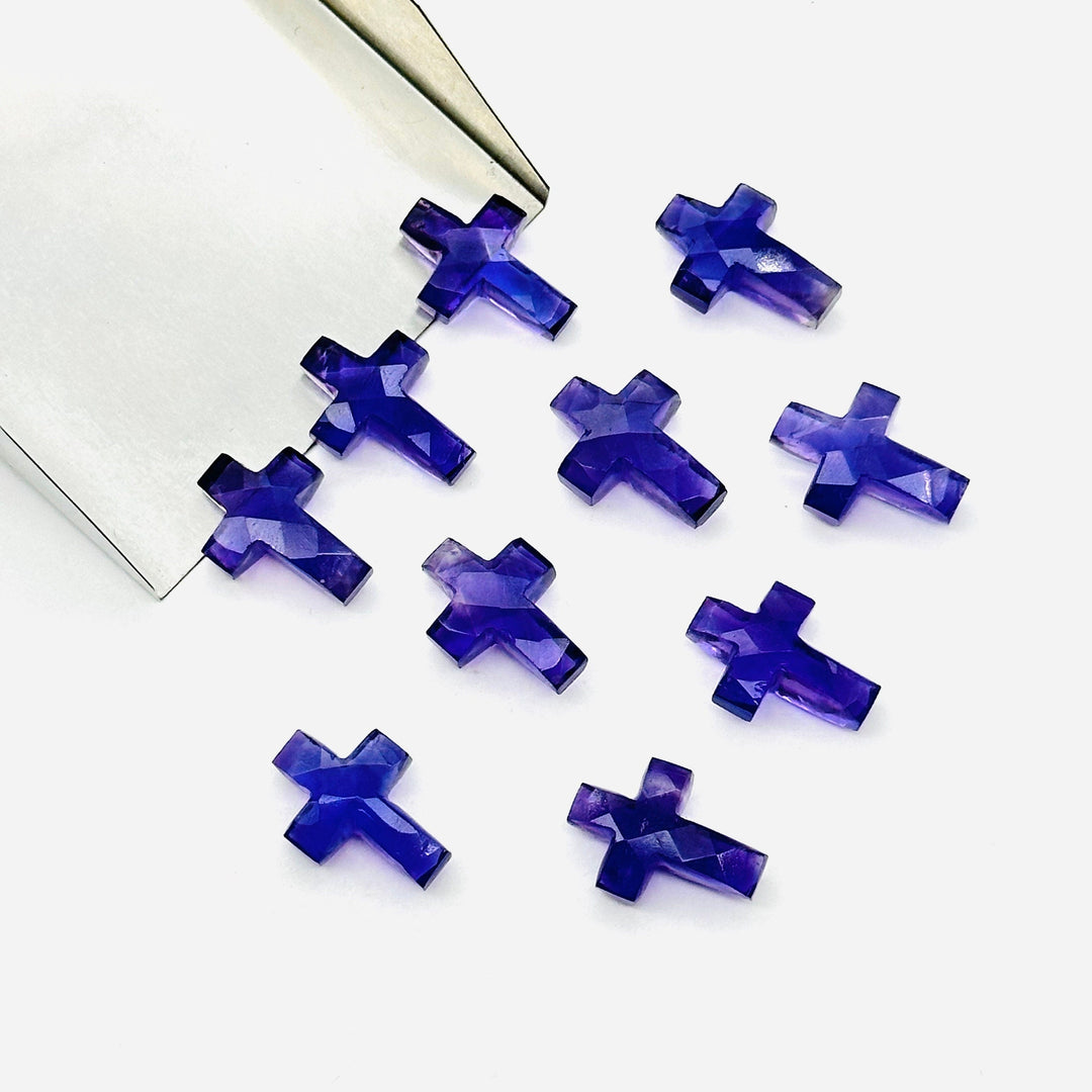 1,2,3,4,5 pcs Natural Amethyst Cross Shape Gemstone Beads, Amethyst Faceted Cross Gemstone Beads, Holy Beads For Jewelry & Carfts 15X10 MM