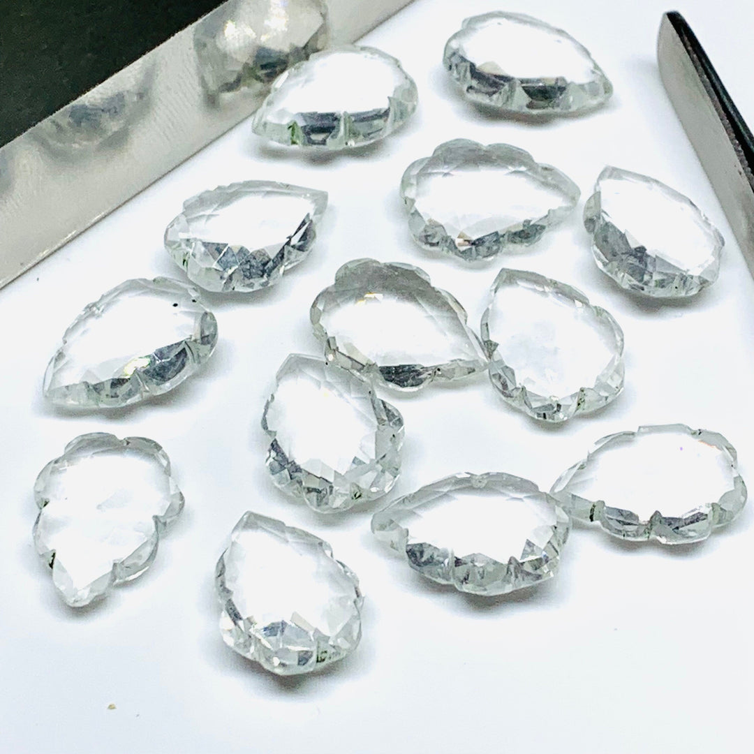 2,3,4,5 pcs Crystal Quartz Leaves Shape Gemstone, Natural Crystal Quartz Pear Shape Carved Briolette Beads, Wholesale Jewelry Beads 16X10 mm