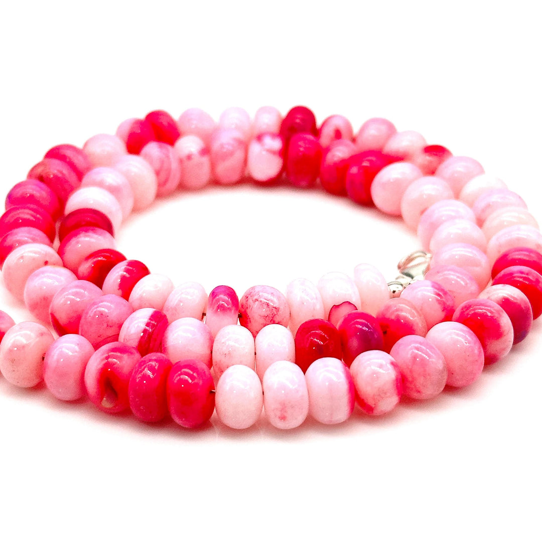 Lovely Candy Pink Opal Necklace, Handmade Beaded Necklace, 8 MM Opal Choker Beads Necklace, Shaded Opal Jewelry, Healing Stone, Gift For Her