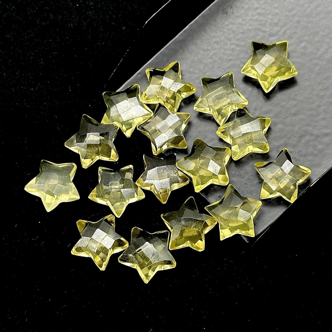 Natural Lemon Quartz Star Shape Briolettes, AAA Clear Quartz Faceted Star Beads, Wholesale Loose Beads for Jewelry, 12 MM, Star Crystals