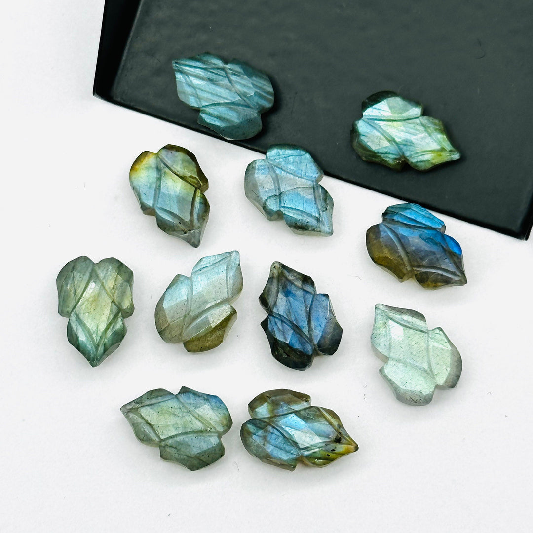 Flashy Labradorite Leaf Shape Carving Gemstone Beads, 9X13 MM Leaves Shape Loose Briolette's, Blue Fire Beads For Jewelry, Wholesale Beads