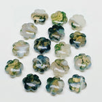 Load image into Gallery viewer, 2,3,4,5 Pcs Natural Moss Agate Hand Carved Flower Shape, Carved Flower Shape Gemstone For Jewellery, Flower Shape Gemstone, 10 mm