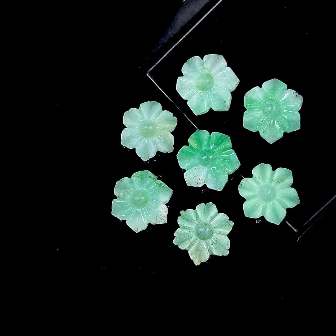 Green Chrysoprase Carved Flower Shape Beads, Natural Chrysoprase Flower Carving, Green Flower for Jewelry Making, 12 MM, Floral Gemstones