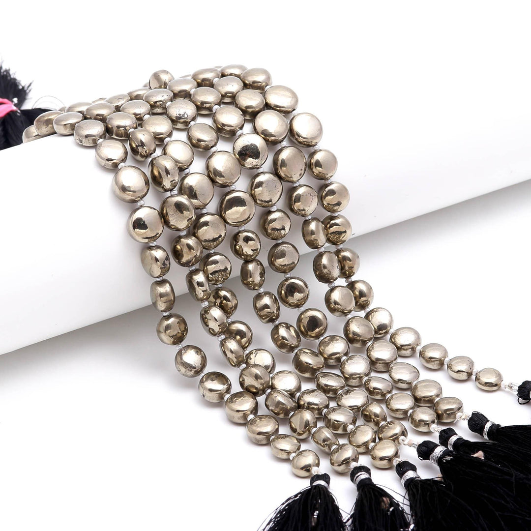 Natural Pyrite Coin Shape Beads, AAA Pyrite Plain Coin Shape Beads, 8" Strand Fancy Jewelry Making Beads Loose Beads, 8 - 10 MM Approx