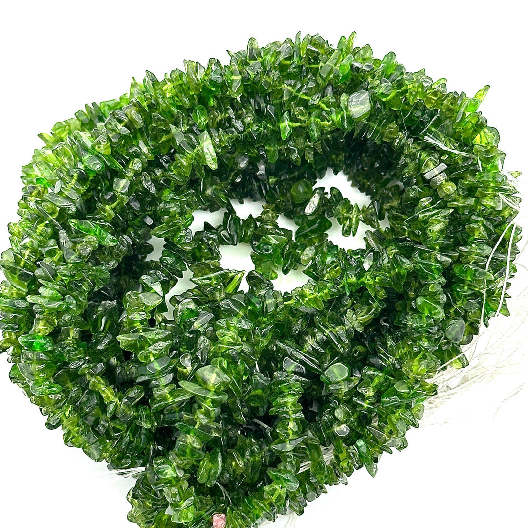 AAA Chrome Diopside Uncut Beads Strand, Chrome Diopside Chips Beads for Jewelry Making, 16" Inch Green Uncut Chip Beads, Freeform Uncuts