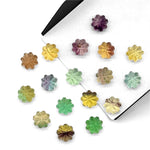 Load image into Gallery viewer, Carved Multi Fluorite Beads: Rainbow Pumpkin Gemstone, 6x8 mm