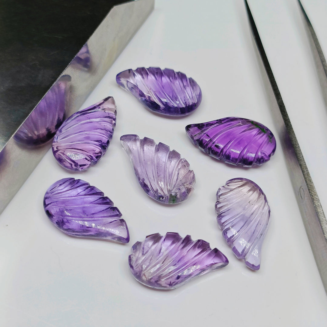 2,3,4,5,6 100% Natural amethyst fancy Shape Carving, Hand carved Fancy shape Gemstone, carved Gemstone jewelry Making,18X10 mm