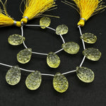 Load image into Gallery viewer, Natural Lemon Quartz Pear Shape Carving ~ Football Cutting Lemon Quartz Gemstones ~ 10X14MM Hand Carved Briolette ~ Wholesale Gemstone Beads