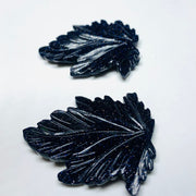 1 piece Black Sunstone  Carved Leaf Shape Gemstone,Black Sunstone  Carved, Loose Gemstone,  Natural Gemstone For Jewllery  41X33 mm