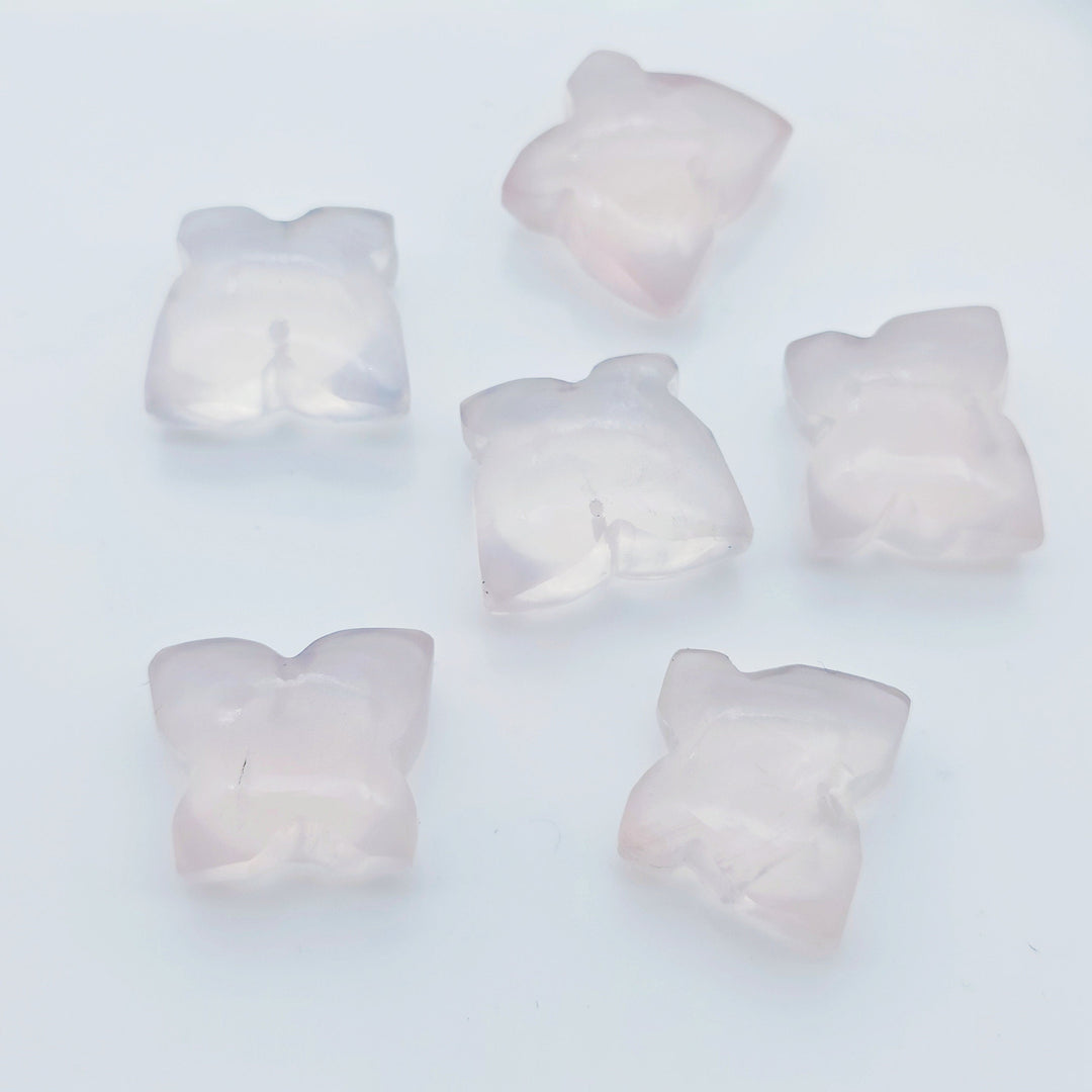 Natural Rose Quartz Butterfly Shape Carving Gemstone Beads, Hand Carved Smooth Butterfly Shape Gemstone, Jewelry Making Charm 13X9-14X10 mm.