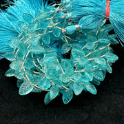 Fancy Sky Blue Topaz Leaf Shape Beads, Coated Sky Blue Topaz Leaf Briolette's, Hand Carved Beads For Jewelry 8-11 mm, 8