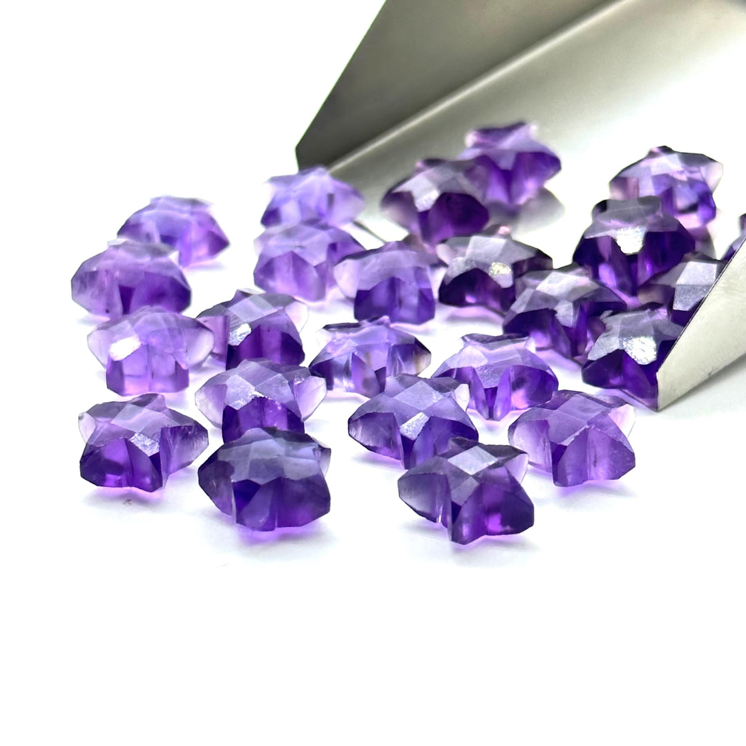 AAA Purple Amethyst Star Shape Briolettes, Natural Amethyst Carved Star Shape Gemstone Beads, Loose Amethyst Star Charms for Jewelry, 10 MM