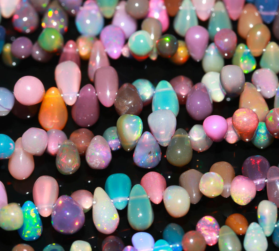Multi Ethiopian Opal Smooth Drop Shape Beads, Colorful Opal Beads for Jewelry Making, Briolette's Beads, 5-8 MM