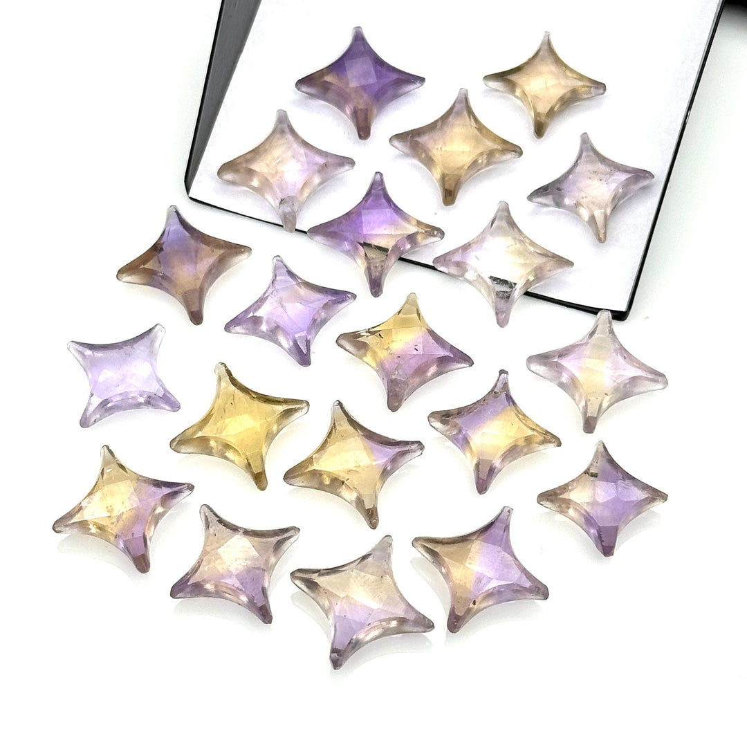 Natural Ametrine Ninja Star Shape Carving Beads, Fancy Star Shape Gemstone Beads, 11X15 MM Jewelry Making Star Shape Briolettes Loose Beads