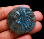 Load image into Gallery viewer, AAA Labradorite American Chief Baby Carving, Labradorite Flashy Carved Gemstone, Reiki Healing, Crystal Gifts, 40 MM, Home Decor