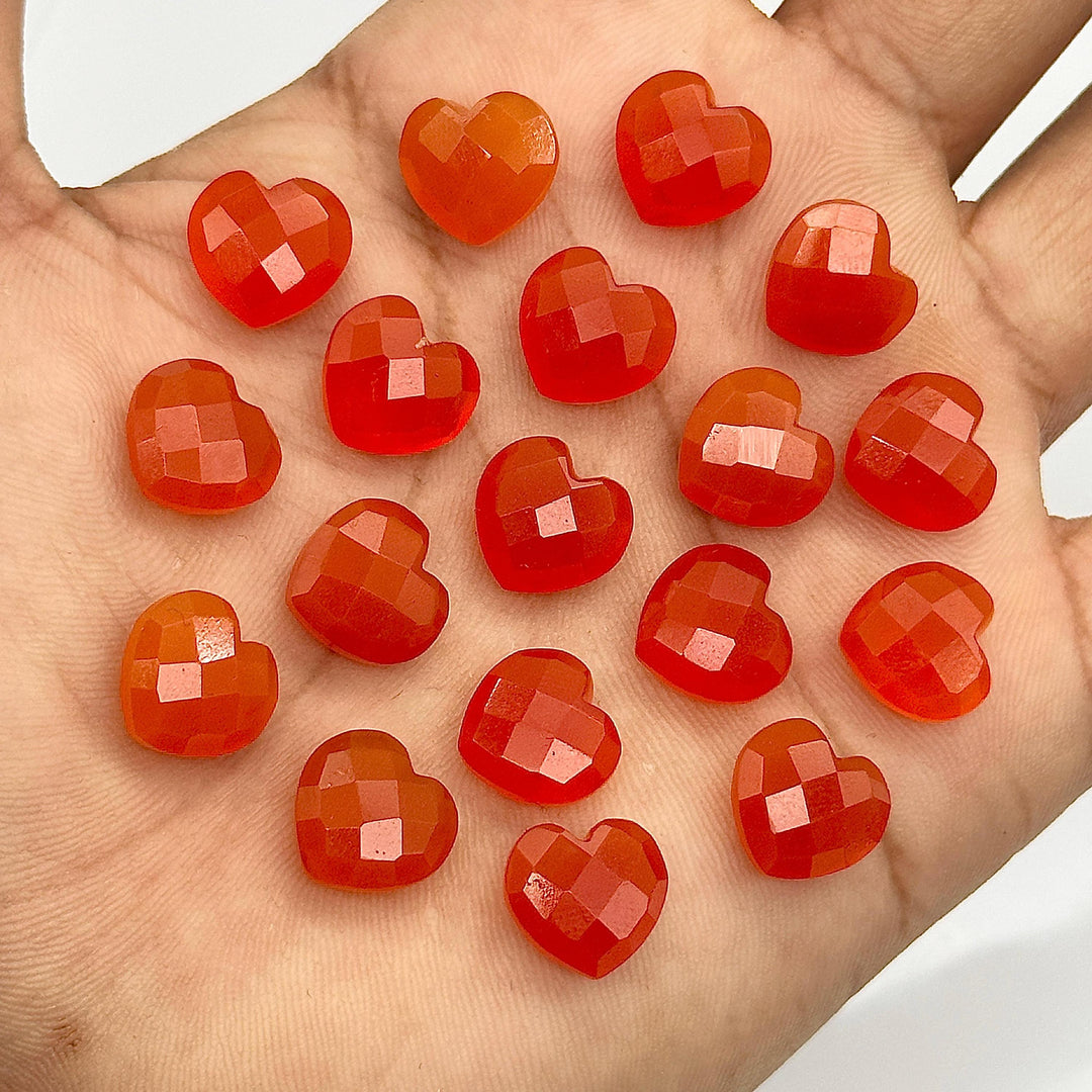AAA Carnelian Heart Shape Briolette's, Natural Carnelian Faceted Heart Shape Beads, AAA Hand Carved Heart Charm, Jewelry Making Beads 12 MM