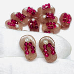 Load image into Gallery viewer, 1 Pair, 100% Natural Pink Strawberry Slipper Shape Gemstone, Carved Gemstone, Loose Gemstone, Slipper Shape Gemstone, 18X11 mm