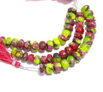Load image into Gallery viewer, Neon Copper Turquoise Rondelle Beads: Hot Pink &amp; Green, 8-10mm, 4 Inch