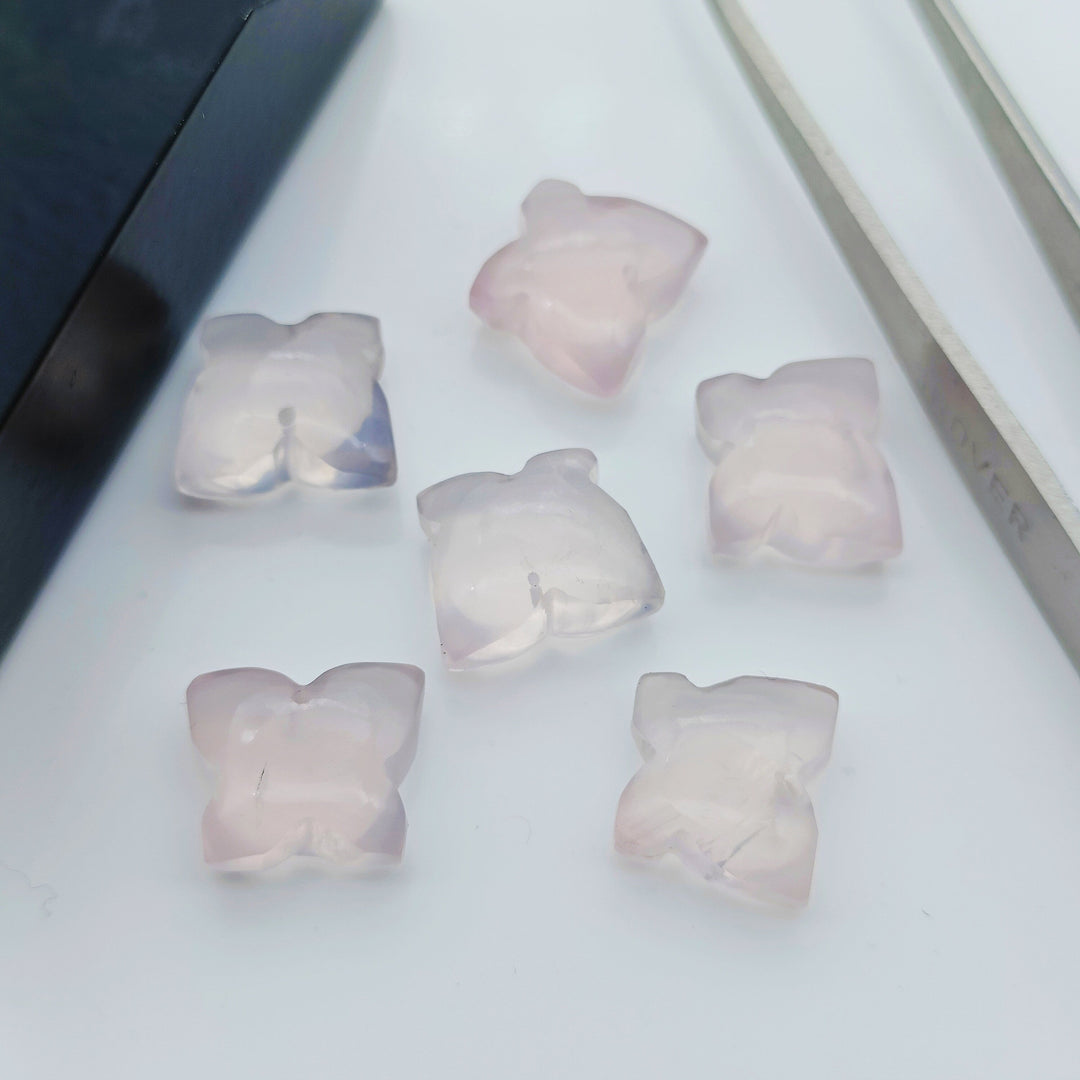 Natural Rose Quartz Butterfly Shape Carving Gemstone Beads, Hand Carved Smooth Butterfly Shape Gemstone, Jewelry Making Charm 13X9-14X10 mm.