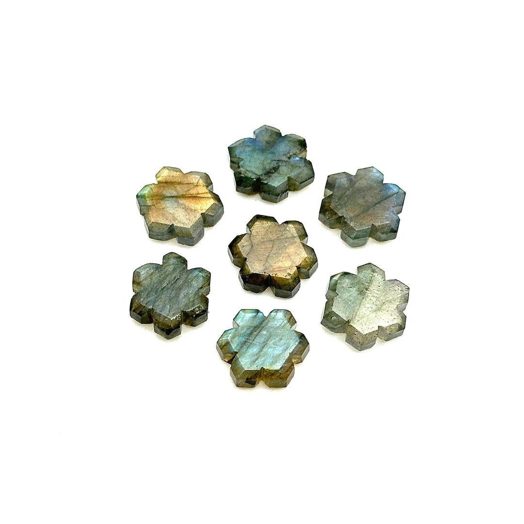 Natural Labradorite Flower Shape Beads, Hand Carved Flower Shape Gemstone, Flashy Labradorite Carving Beads, 11 MM Loose Beads for Jewelry